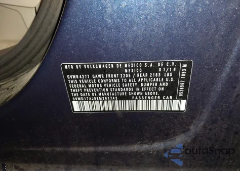 2014 Volkswagen Jetta 1.8T Se from USA, damaged, VIN 3VWD17AJ8EM267743